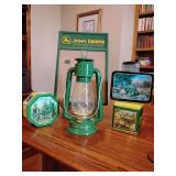John Deere Oil Lamp, Cork Board, 3 Tins