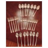 Matching Wm. Rogers Overlaid IS Silver Plate Flatware 27 pieces.