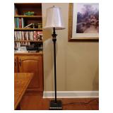 Brightech Sophia 63 in. Distressed Bronze Traditional LED Super Bright Floor Lamp with Beige Fabric Empire Shade, compatible with Alexa, Google Home Assistant, and Apple HomeKit when purchased with a 