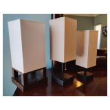 3 Nightstand Lamps, 2 have USB ports, 13', 14 1/2', 15 1/2' T, adding in one apparently needing repairs