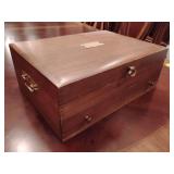 Vintage Wooden Silverware Flatware Box Chest with Drawer/Holds Service for 12/Repurpose. 15 1/4' W x 11 1/4' D x 5 3/4' T.