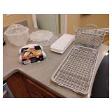 Lettuce Storage, Deviled Egg Storage Tote, 2 Microwave Omelet Makers, 2 Ice Cube Trays, 2 Dishwasher Racks/Totes. 10 Pieces