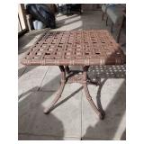 Classic Basket Weave cast aluminum Patio Side Table.  22' T, 22' x 22'. Warm Brown.