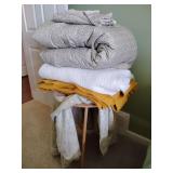 Full Reversible Comforter, 2 matching Shams, 2 Blankets, 1 small Skirted Accent Table