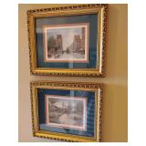 2 Louise Dunavant Prints, 'Main Street' and 'Court Square Memories' Memphis Tennessee, matted and framed beautifully, 10' x 12'.
