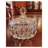 Vintage Gorham Althea Lead Crystal Candy Dish with Lid, Thumbnail Cut 4' T, 4 1/4' across.