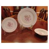 Homer Laughlin's Mary Anne, dinner plate***has 2 chips on top of rim***, bread/butter plate, fruit/dessert bowl ***has chip on top of rim***