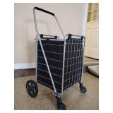 Shopping Cart with 360° Rolling Swivel Wheels,  Grocery,  Waterproof Basket Liner, Collapsible Cart 120lbs, Sliver