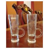 2 Princess House Heritage Crystal Exclusive Shot Glasses With Handles-Rare. 4' T.