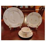 Antique Haviland France Limoges 201 Lucille Hand-Painted Dinner Plate and Salad Plate. Vintage Theodore Haviland New York Touraine Tea Cup and Saucer, subtle difference in the two. Dinner Plate has sm