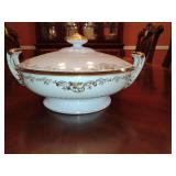 Sone China Covered Vegetable Bowl. Stunning Black & Gold pattern. Hand painted. Made in Japan.