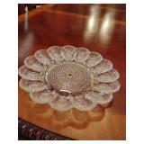 Vintage Indiana Glass Hobnail deviled egg plate, 15 wells, 11 1/4' across.