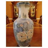 Pink and Blue Floral Chinese Vase 12' T