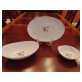 Noritake China Japan 5605 Margot: Oval Serving Bowl, Serving Platter smaller @ 12 1/2' L, Lugged Cereal Bowl.