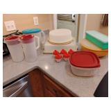 Tupperware, Rubbermaid, Sterilite, 5 Egglettes:  3 Bowls, 2 Cake Storage, 3 Pitchers. 13 pieces with lids.