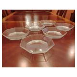 6 Arcoroc Octime octagonal clear glass dessert plates.