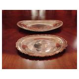 2 Silver Plated Serving Trays, both stamped Wm A Rogers. 13 1/2' L and 10 1/2' L