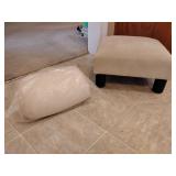 Adeco Ottoman Upholstered Fabric Footrest Pet Steps Dog Stair Stool - Wheat,  15.7” Length x 15.7” Width x 8” Height and a Squish Bean Bed Microbead Pillow Bolster Tube Body Pillow, new in bag.