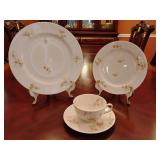 Antique Haviland France Limoges 201 Lucille Hand-Painted Dinner Plate and Salad Plate. Vintage Theodore Haviland New York Touraine Tea Cup and Saucer, subtle difference in the two. ****Salad Plate has