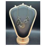 Vintage Premier Designs Silver-tone Flower Statement Necklace