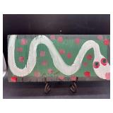 Authentic and original Mose T Folk Art White Snake with signature soda can tab hanger…..16-3/4 x 7-1/2