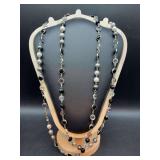 Elegant long strand beaded necklace with multi-color beading