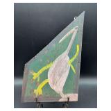 Authentic and original Mose T Folk Art Light Pink Tiki Bird with Yellow Legs with signature soda can tab hanger…..9-1/2 x 15-1/2