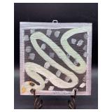 Authentic and original Mose T Folk Art Pastel Green Snake with signature soda can tab hanger…..9 x 9-1/4