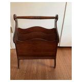 Nice wood antique slant bottom magazine rack, 17 1/2” x 24“ x 8“