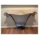 Marbel and metal two shelf entryway table, 44” x 16” x 37” very heavy.