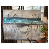 Hand painted canvas by the sea 30” x 24”