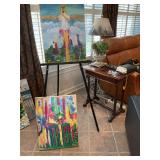 Two hand painted canvases in Christmas colors 18” x 24”