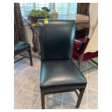 Black leather chair by Statesville chair company 18“ x 22“ x 37“ seat is 19 inches from floor. Does appear to have a few scratch marks on side..see photos