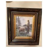 Nicely framed sheep picture 13 1/2 x 15