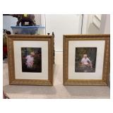 Two gold picture frames with beige matting 16 1/2“ x 19“