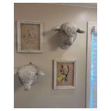 Two sheep/lamb heads measuring 14” x 10 1/2”