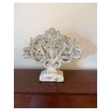 White distressed concrete decor piece 13“ x 12“ x 3“