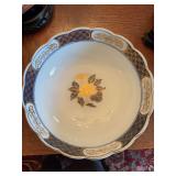 Chinese gold, blue and rust Amari bowl 10“ x 4“