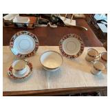 Salisbury China pieces. Bradley’s England 2- 7 inch plates, a cup and saucer, a 5 1/2 inch bowl and four cup that do have some discoloration on them as shown