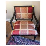 Spanish occasional chair in black and gold 22“ x 23“. The seat is 18 inches from the floor-great condition.