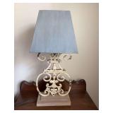 Metal and wood lamp 12” x 30” matches lot number 145