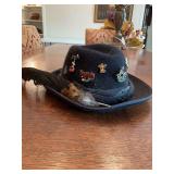 Black hat from with pins
