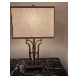 Metal lamp 15“ x 28“. Base is 8” x 6”.