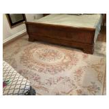 95“ x 122“ French needle point gold and cream with pink roses rug.