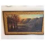 Vintage flat impressionist landscape oil painting 32 1/2“ x 19“