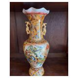 14 x 6 vintage Japanese Satsuma geisha vase with ruffled edges