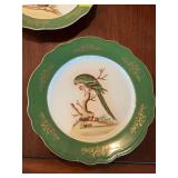12 1/2 x 12 1/2 Green and gold trimmed parrot plate
