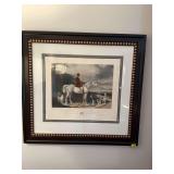 Vintage Equestrian English Fox Hunt print. William Long on Berta. Beautifully framed and matted. 37“ x 34 1/2“.