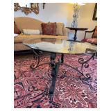 38 inch round glass and metal table.  20“ in height