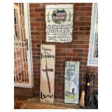 Three spiritual wood decor signs. 28” x 22”, 48” x 12” and 36” x 12”